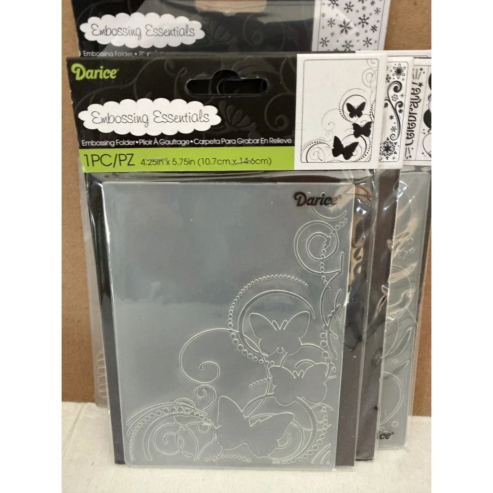 Darice Embossing Essentials Folders Lot Snowflakes Butterflies Birthday 12pc
